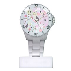 Bird Blossom Seamless Pattern Plastic Nurses Watch