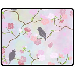 Bird Blossom Seamless Pattern Double Sided Fleece Blanket (Medium) 