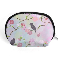 Bird Blossom Seamless Pattern Accessory Pouch (Medium)