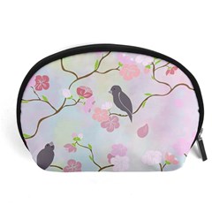 Bird Blossom Seamless Pattern Accessory Pouch (Large)