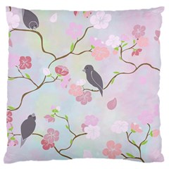 Bird Blossom Seamless Pattern Large Flano Cushion Case (One Side)