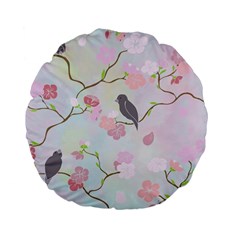 Bird Blossom Seamless Pattern Standard 15  Premium Flano Round Cushions