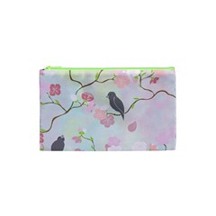 Bird Blossom Seamless Pattern Cosmetic Bag (xs) by Ravend