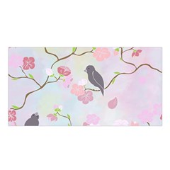 Bird Blossom Seamless Pattern Satin Shawl 45  x 80 