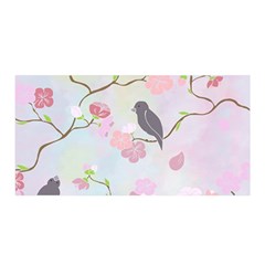 Bird Blossom Seamless Pattern Satin Wrap 35  x 70 