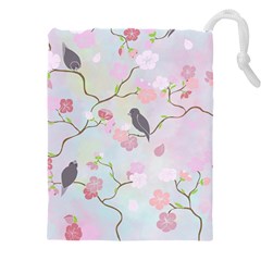 Bird Blossom Seamless Pattern Drawstring Pouch (4xl) by Ravend