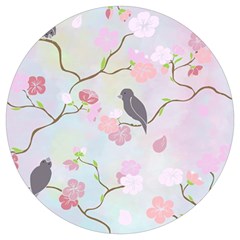 Bird Blossom Seamless Pattern Round Trivet