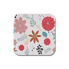 Nature Flora Background Wallpaper Rubber Square Coaster (4 Pack) by Ravend