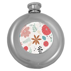 Nature Flora Background Wallpaper Round Hip Flask (5 Oz) by Ravend