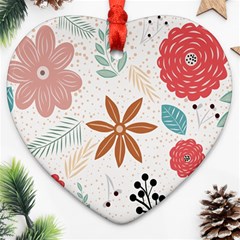 Nature Flora Background Wallpaper Heart Ornament (two Sides) by Ravend