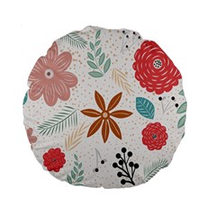 Nature Flora Background Wallpaper Standard 15  Premium Flano Round Cushions by Ravend