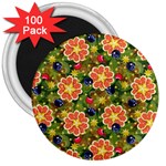 Fruits Star Blueberry Cherry Leaf 3  Magnets (100 pack) Front