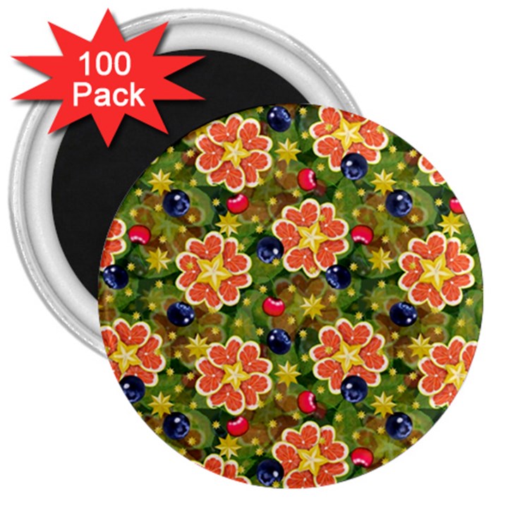 Fruits Star Blueberry Cherry Leaf 3  Magnets (100 pack)