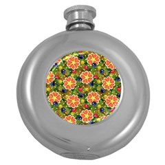 Fruits Star Blueberry Cherry Leaf Round Hip Flask (5 Oz) by Ravend