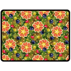 Fruits Star Blueberry Cherry Leaf Double Sided Fleece Blanket (large)  by Ravend