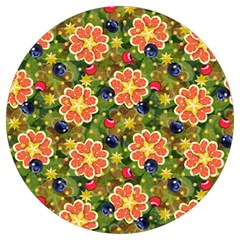 Fruits Star Blueberry Cherry Leaf Round Trivet by Ravend