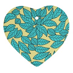 Illustration Sheets Dry Leaves Print Pattern Ornament (heart) by Ravend