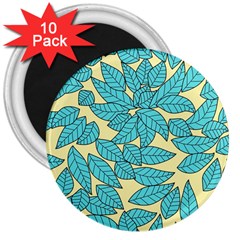 Illustration Sheets Dry Leaves Print Pattern 3  Magnets (10 Pack)  by Ravend