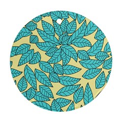 Illustration Sheets Dry Leaves Print Pattern Round Ornament (two Sides) by Ravend