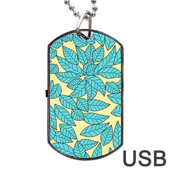 Illustration Sheets Dry Leaves Print Pattern Dog Tag USB Flash (One Side)