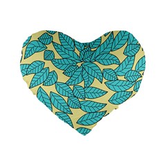 Illustration Sheets Dry Leaves Print Pattern Standard 16  Premium Heart Shape Cushions