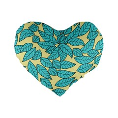 Illustration Sheets Dry Leaves Print Pattern Standard 16  Premium Flano Heart Shape Cushions by Ravend