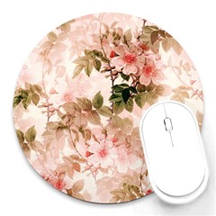 Flower Plant Vintage Retro Round Mousepads by Ravend