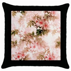 Flower Plant Vintage Retro Throw Pillow Case (black) by Ravend