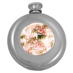 Flower Plant Vintage Retro Round Hip Flask (5 Oz) by Ravend