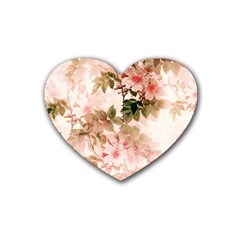 Flower Plant Vintage Retro Rubber Coaster (heart) by Ravend