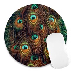 Peacock Feathers Round Mousepads