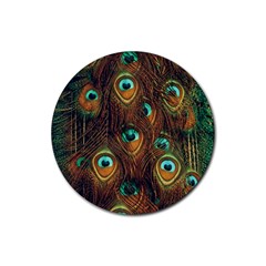 Peacock Feathers Rubber Coaster (Round)