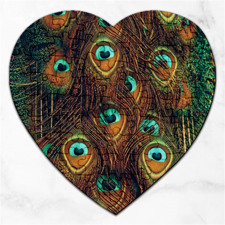 Peacock Feathers Jigsaw Puzzle (Heart)