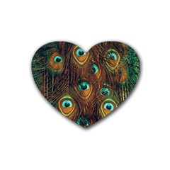 Peacock Feathers Rubber Coaster (Heart)