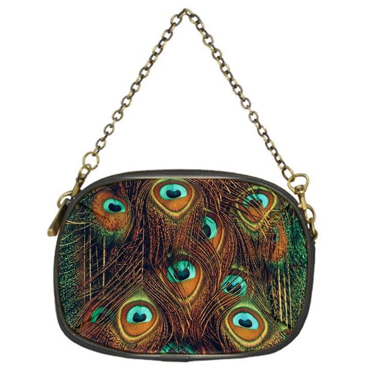 Peacock Feathers Chain Purse (One Side)