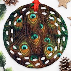 Peacock Feathers Round Filigree Ornament (Two Sides)