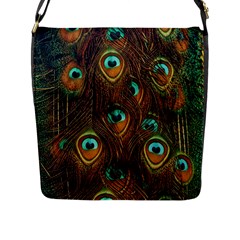 Peacock Feathers Flap Closure Messenger Bag (L)