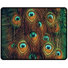 Peacock Feathers Double Sided Fleece Blanket (Medium) 