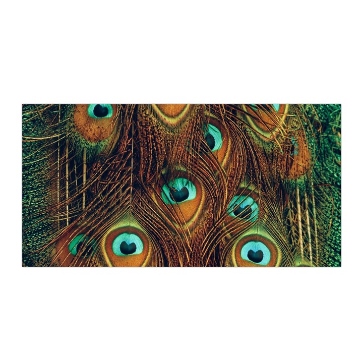 Peacock Feathers Satin Wrap 35  x 70 