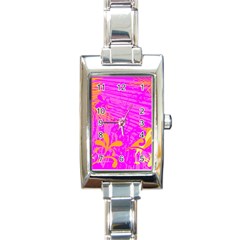 Spring Tropical Floral Palm Bird Rectangle Italian Charm Watch by Ravend