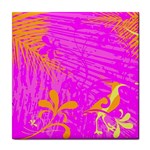 Spring Tropical Floral Palm Bird Tile Coaster Front