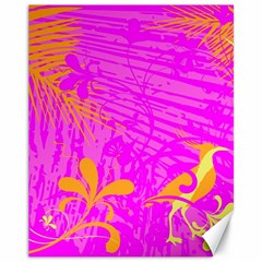 Spring Tropical Floral Palm Bird Canvas 11  X 14  by Ravend