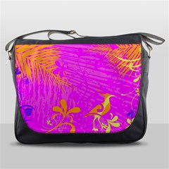 Spring Tropical Floral Palm Bird Messenger Bag by Ravend