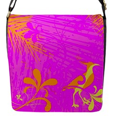 Spring Tropical Floral Palm Bird Flap Closure Messenger Bag (s) by Ravend