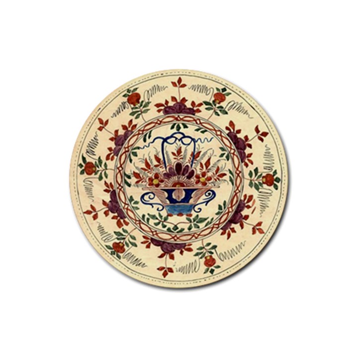 Vintage Antique Plate China Rubber Round Coaster (4 pack)