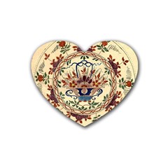 Vintage Antique Plate China Rubber Heart Coaster (4 Pack) by Ravend