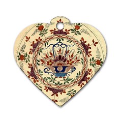 Vintage Antique Plate China Dog Tag Heart (two Sides)