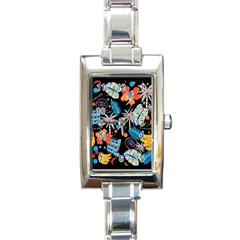 Design Print Pattern Colorful Rectangle Italian Charm Watch by Ravend