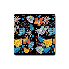 Design Print Pattern Colorful Square Magnet by Ravend