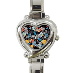 Design Print Pattern Colorful Heart Italian Charm Watch by Ravend